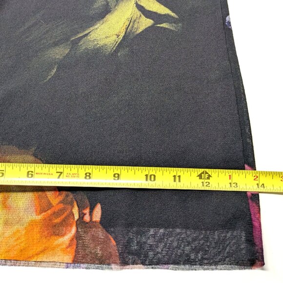 FUZZI Italy Bodycon Turtleneck Mesh Top Medium Black Floral - Picture 13 of 15